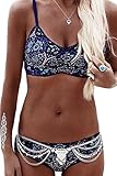 Amborido Women's Bohemian Summer Beach Sling Print Bikini Swimsuit Swimwear