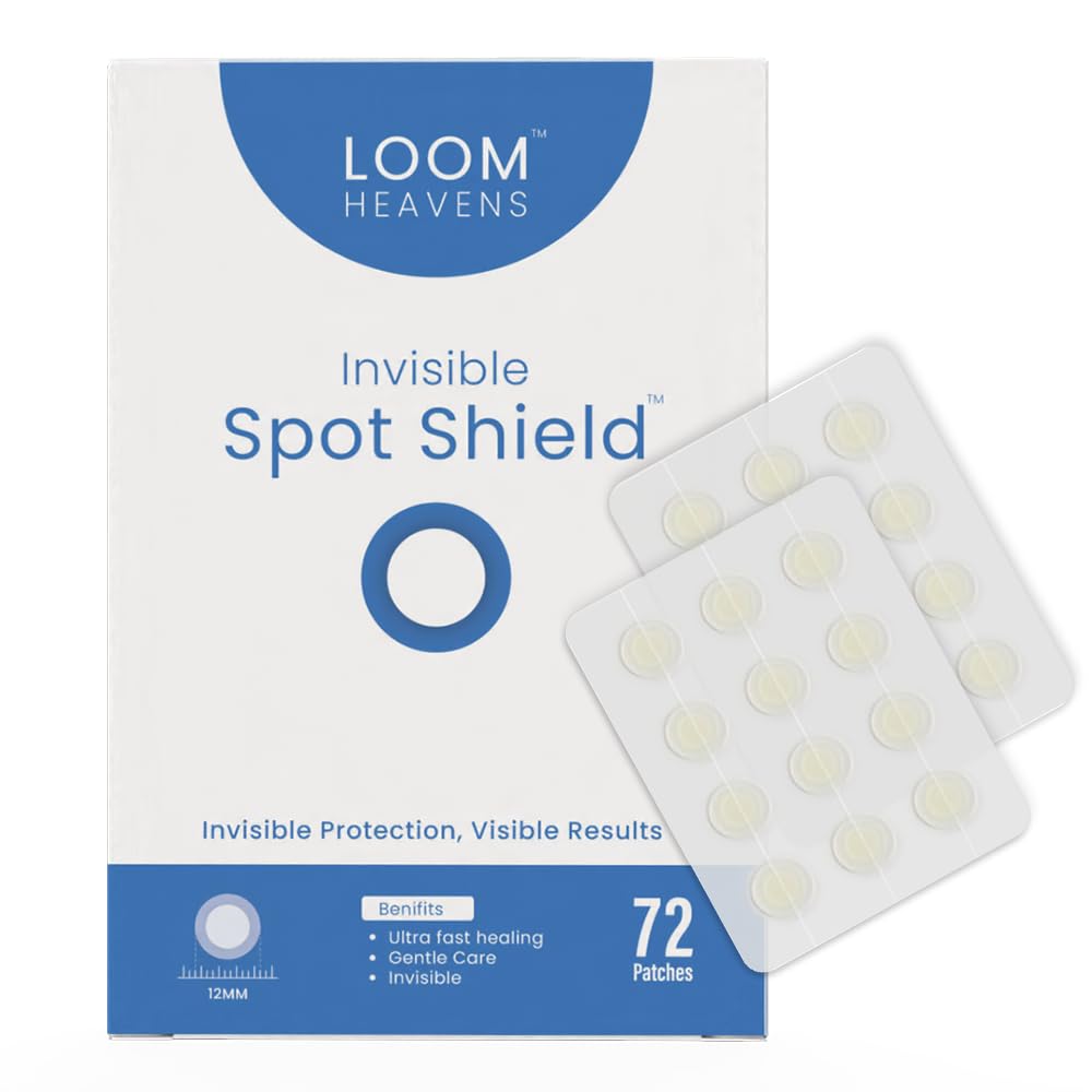Loom Heavens Invisible Spot Shield – Hydrocolloid Acne Pimple Patches with EDGE PRESS TECHNOLOGY for Secure Fit, Infused with Salicylic Acid & Camellia Leaf Extract – 72 Patches