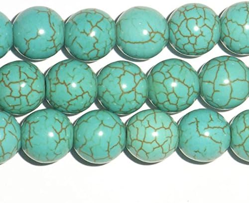 TheTasteJewelry 20mm Round Turquoise Howlite Beads 15 inches 38cm Jewelry Making Necklace Healing