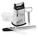 Elite Kitchenware Stainless Steel Box Grater, Julienne Peeler and Microplane Zester - 3 Piece Grater Peeler Slicer Utensils Set - Vegetable Peeler Potato Peeler - Shredder - Kitchen Tools & Gadgets