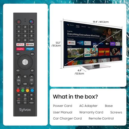 SYLVOX Smart Camping Travel TV 22 Inch TV 12V with Android 11 Built-in DVD Player Triple Tuner Bluetooth for Motorhome Truck Caravan HGVS Boats