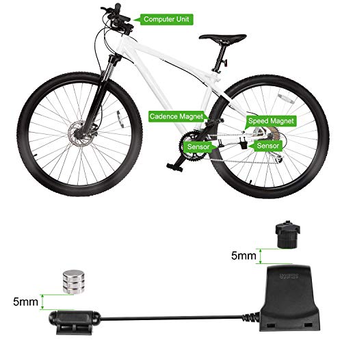 ENKEEO Wireless Rechargeable Bike Computer with Cadence, Waterproof Bicycle Speedometer Odometer Multi-Function with LCD Backlight Display Speed Distance Time Measure Calorie Consumption for Cycling - Thumbnail 4