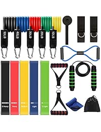 LUYATA Resistance Bands, 19pcs Workout Bands Resistance Bands Set with 5 Stackable Exercise Bands with Handles, 5 Resistance Loop Bands, Ankle Straps,Jump Rope, Door Anchor,Carry Bag, Exercise Towel