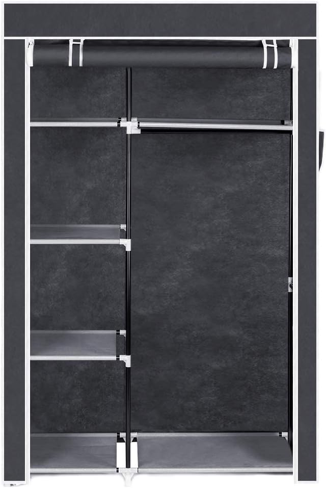 Pagacat Fabric Wardrobe Lockable Double Clothes RackCloset with Hanging Rail, Storage Organiser for Bags, Toys, Shoes, Living Room, Bedroom, Cloakroom, 105x44x163cm