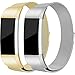 For Fitbit Charge 2 Bands, Stainless Steel Milanese Loop Metal Charge 2 Bands Replacement Accessories with Unique Magnet Lock, Small, Large