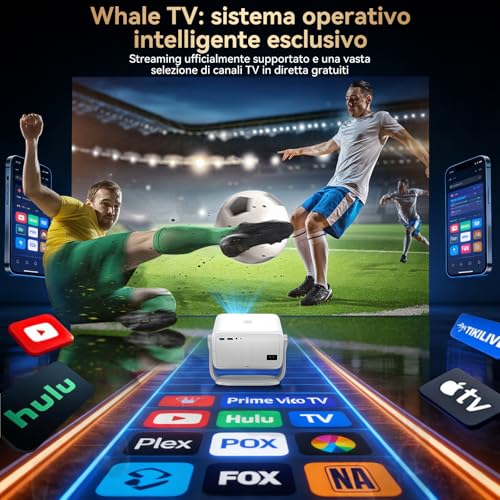 4K Projector 2026 【Compatible with Netflix/360° Rotation】AI Car Focus and Full HD Short Focal Projector Portable Bluetooth WiFi Projector for Home Cinema/Outdoor