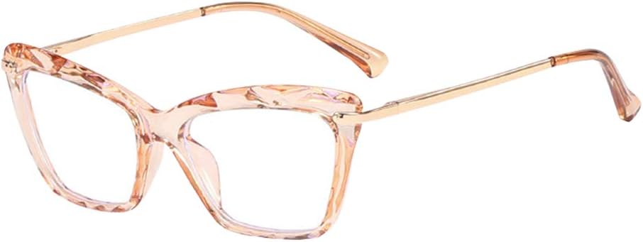 Deylaying Cateye Anti UV Blue Light Blocking Computer Glasses Anti Glare Fatigue Eyewear Lightweight Women Transparent Lens Eyeglasses (Brown)