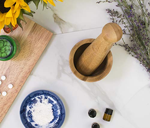 Helen's Asian Kitchen Mortar and Pestle, Bamboo, 3.25 x 3-Inch Mortar with 6.25-Inch Pestle - //coolthings.us