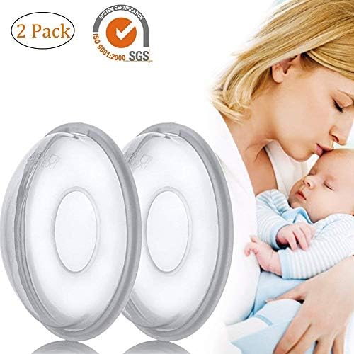 Reusable Anti-Overfill Nursing Cups Breast Shells Milk Saver Protect Sore Nipples, Food Grade BPA-Free Soft and Flexible Silicone, 2-Pack