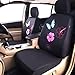 CAR PASS Universal Fabric Car Seat Covers, Print Pink Flower and Butterfly Seat Covers Full Set with Airbag Compatible, Fit Sedans,Cars,Vans,Suitable for Women & Girly (Black and Pink)