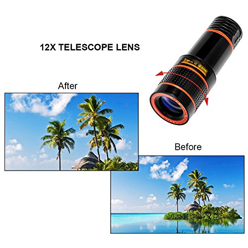 Godefa Cell Phone Camera Lens, 12X Zoom Telephoto Universal Clip On Lens Kit for iPhone 7/6S/6 Plus/5/4,Samsung, Android and Other Phones - Thumbnail 4