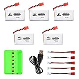 Noiposi 5 pcs 3.7v 680mah 20c Upgrade Lipo Battery with X6 Charger for Syma X5HC X5HW RC Quadcopter