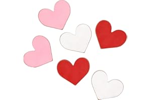 Fjgyjt 6Pcs Valentine's Day Wooden Heart Decor Rustic Love Heart Signs for Tiered Tray, Pink Red White Wooden Hearts for Home