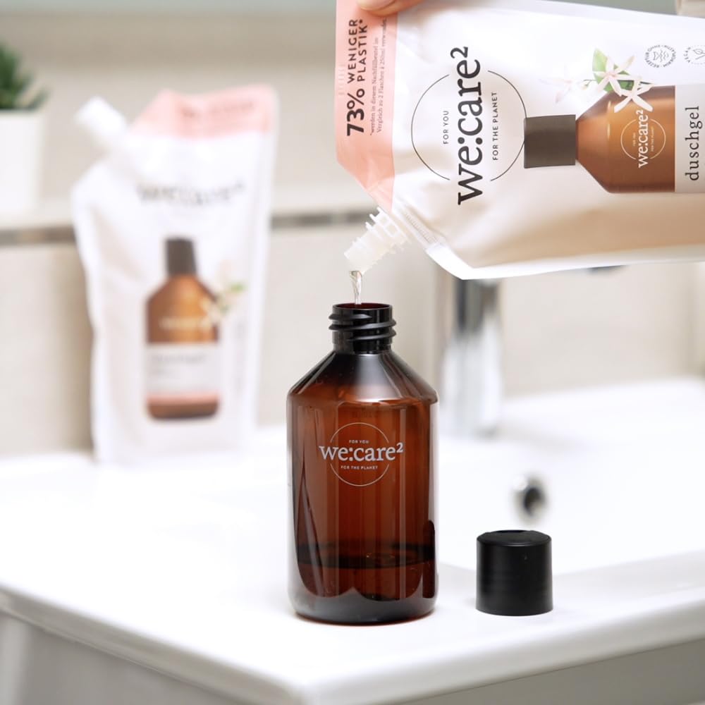 we:care² Duschgel Nachfüllbeutel 500ml Jasmin/Grüner Tee - Nachhaltiger & veganer Duschgel Nachfüllpack ohne Silikone, Parabene & Mikroplastik - Flüssigseife Nachfüller - Refill 2