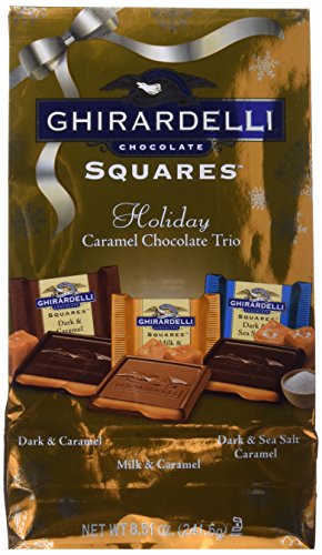 Ghirardelli Caramel Trio (Milk and Caramel, Dark and Caramel and Dark and Sea Salt Caramel) Chocolate Squares Bag, 8.51-Ounce