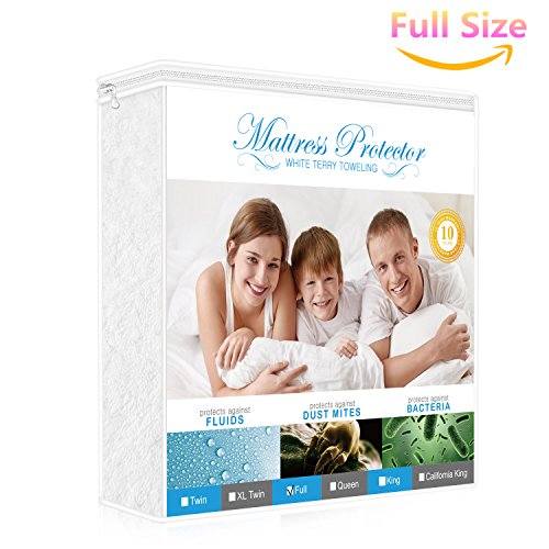 Benewell Waterproof Mattress Protector,Waterproof,Cotton Mattress Cover Encasement, Hypoallergenic,Dust Mite & Bed Bug Resistant, Vinyl Free (Full Size, White)