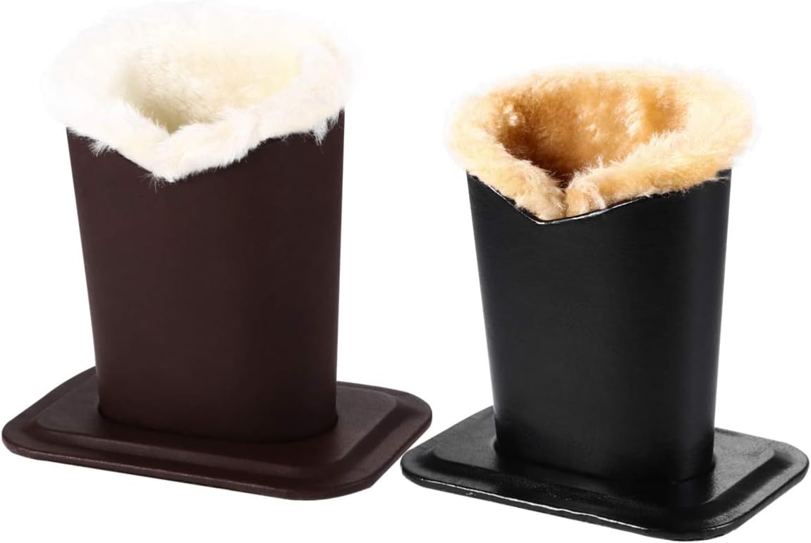 Toyvian 2Pcs Portable Glasses Holder Stand with Plush Lining Leather Eyeglass Holder for Home Office Car Desktop Storage