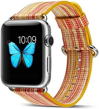 Apple watch band 42mm Genuine Leather iwatch strap Rainbow Replacement Bands with Stainless Metal Clasp for apple watch Series 3 Series 2 Series 1 Sports Edition men women (Genuine Leather Band N)