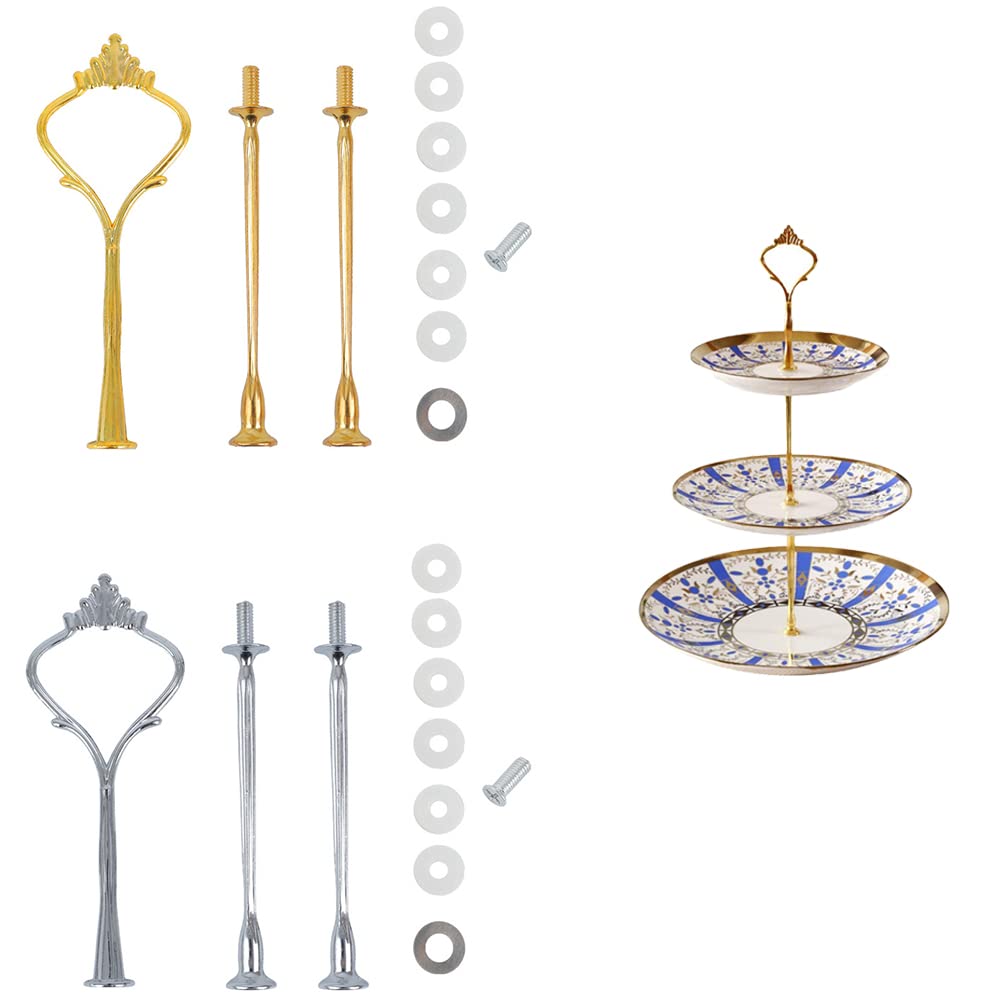 2 Sets Cake Stand Fittings Crown Style Tiered Tray Hardware for Cake Stand Zinc Alloy Cake Plate Stand Handle Table Decorations for Wedding Party Cupcake Dessert Fruit Displaying