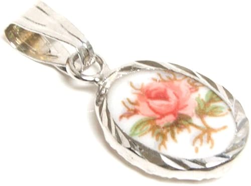 Or Blanc 9 Ct Limoges Style Ovale Collier Pendentif Amazon Fr Bijoux