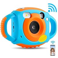 AMKOV WiFi Kids Camera,1080P HD Digital Anti-Drop Children Camera Camcorders with 1.77 Inch LCD Display,5 MP Rechargeable Camera with Continuous Shoot,Creative Birthday Gifts for Kids