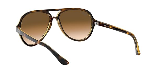 RAY-BAN UNISEX RB4125 CATS 5000 AVIATOR SUNGLASSES, LIGHT HAVANA/CLEAR GRADIENT BROWN, 59 MM