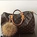 AURORA168 Fluffy Fur Pom Pom Ball Keyring / Bag Purse Charm Gold Ring, X-large - Super big brown