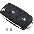 Micro Traders 2 Button Car Folding Key Fob Case Replacement Housing Shell Smart Remote Compatible with VW Amarok 2012-2020 Transporter 2011-2019 Switch SWC5