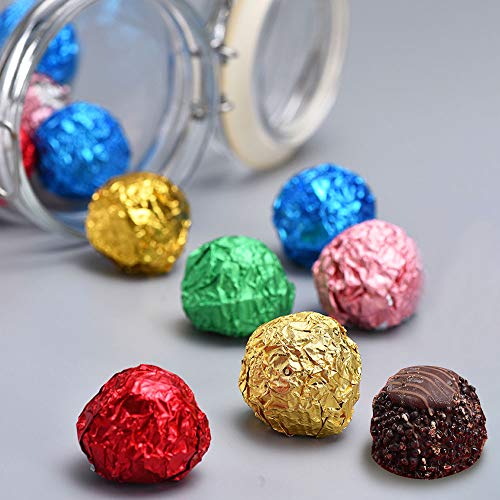 Dreamtop 800 Pieces 3.15"x3.15" Square 8 Colors Chocolate Candy Wrappers Aluminium Foil Packaging for DIY Chocolate Candy Packaging and Decoration