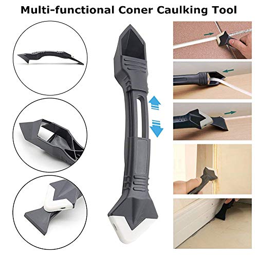 3 in 1 Silicone Caulking Tool Kit, 15 Pcs Caulk Remover and Finishing Tools Silicone Sealant Finishing Tool Grout Scraper Caulking Scraper Edge Tool for Bathroom Kitchen Window Sealing