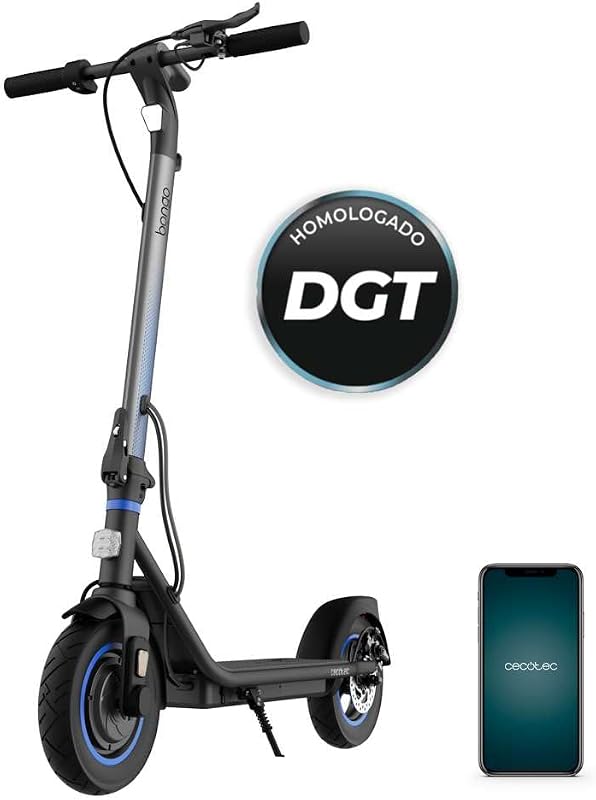 Bongo D20 XL conectado Scooter elétrico aprovado com aplicativo. Potência máxima de 630W, alcance de até 20km, rodas de 10", inclinações superadas, freio dianteiro e traseiro