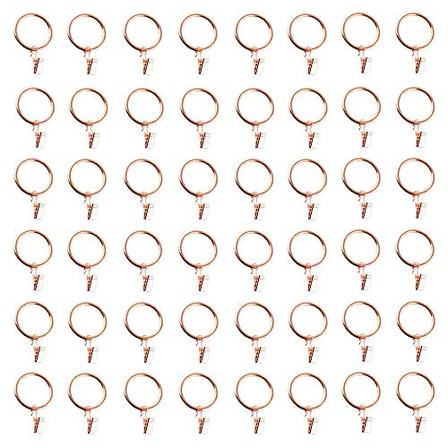 CUGBO 40Pack Curtain Clips Rings Strong Metal Decorative Rustproof Drapery Curtain Rod Ring with Clip for Windows, Bathroom, Home, Kitchen-1.65" OD-Gold