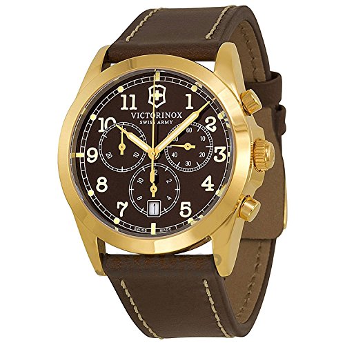 Victorinox Infantry Chronograph Brown Dial Brown Leather Strap Mens Watch 241647