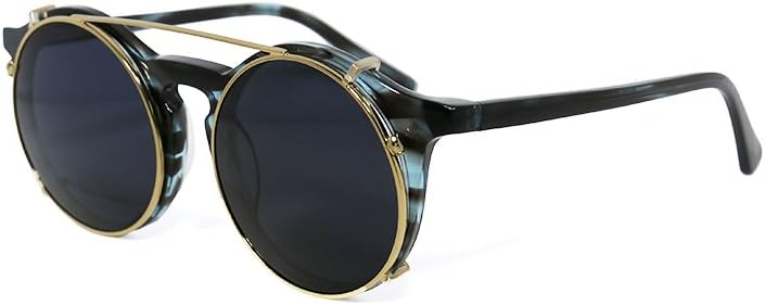 Classic Round Designer Eyeglasses/Sunglasses - Clip on Polarized Sunglass Lenses