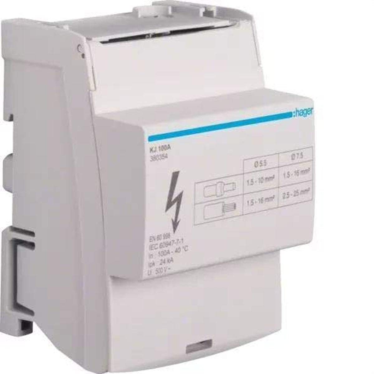 Hager Series Vega D – Block Connection Square 4 Poles 100 A 2 X 16/8 x 10 mm2