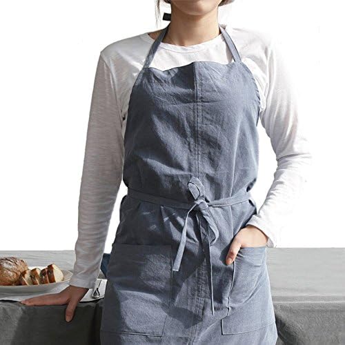 Jevopan Bib Apron with 2 Waist Pockets, Ultra Lightweight Adjustable Kitchen Apron for Mens and Womens, Home Cooks, Baristas, Grilling (Blue)