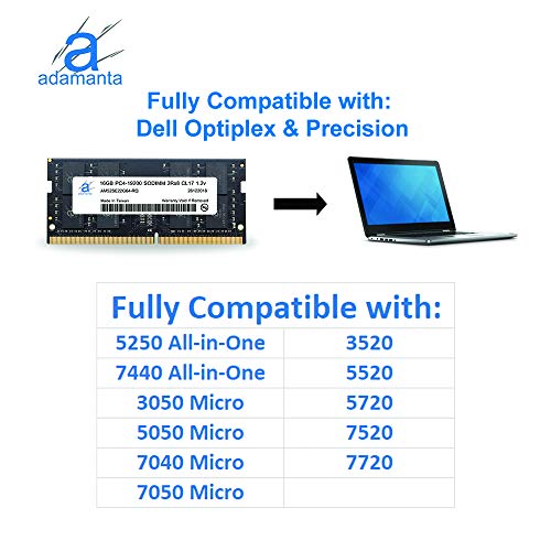Adamanta 16GB (1x16GB) Compatible for Dell Alienware, Inspiron, Latitude, Optiplex, Precision, Vostro & XPS DDR4 2400Mhz PC4-19200 SODIMM 2Rx8 CL17 1.2v Laptop Memory RAM Upgrade P/N: SNP821PJC/16G - Thumbnail 6