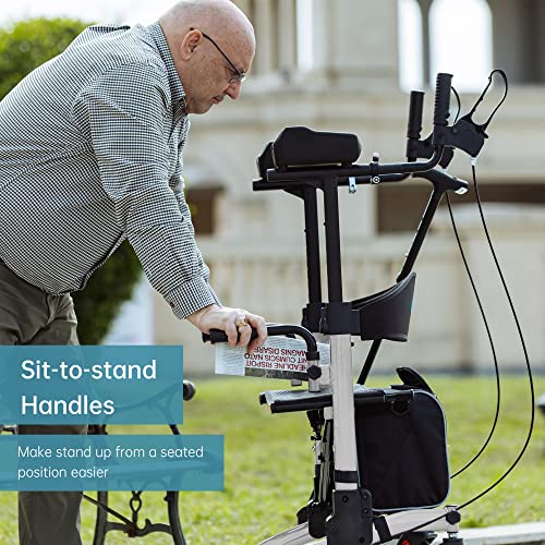 ELENKER Upright Walker, Stand Up Folding Rollator Walker with 10” Front