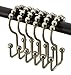Pro Chef Kitchen Tools Brushed Nickel Roller Shower Curtain Rings - 12 Pack Set of Double Hook Rollerball for Liners and Curtains to Smoothly Glide Open and Closed on Straight and Curved Rods