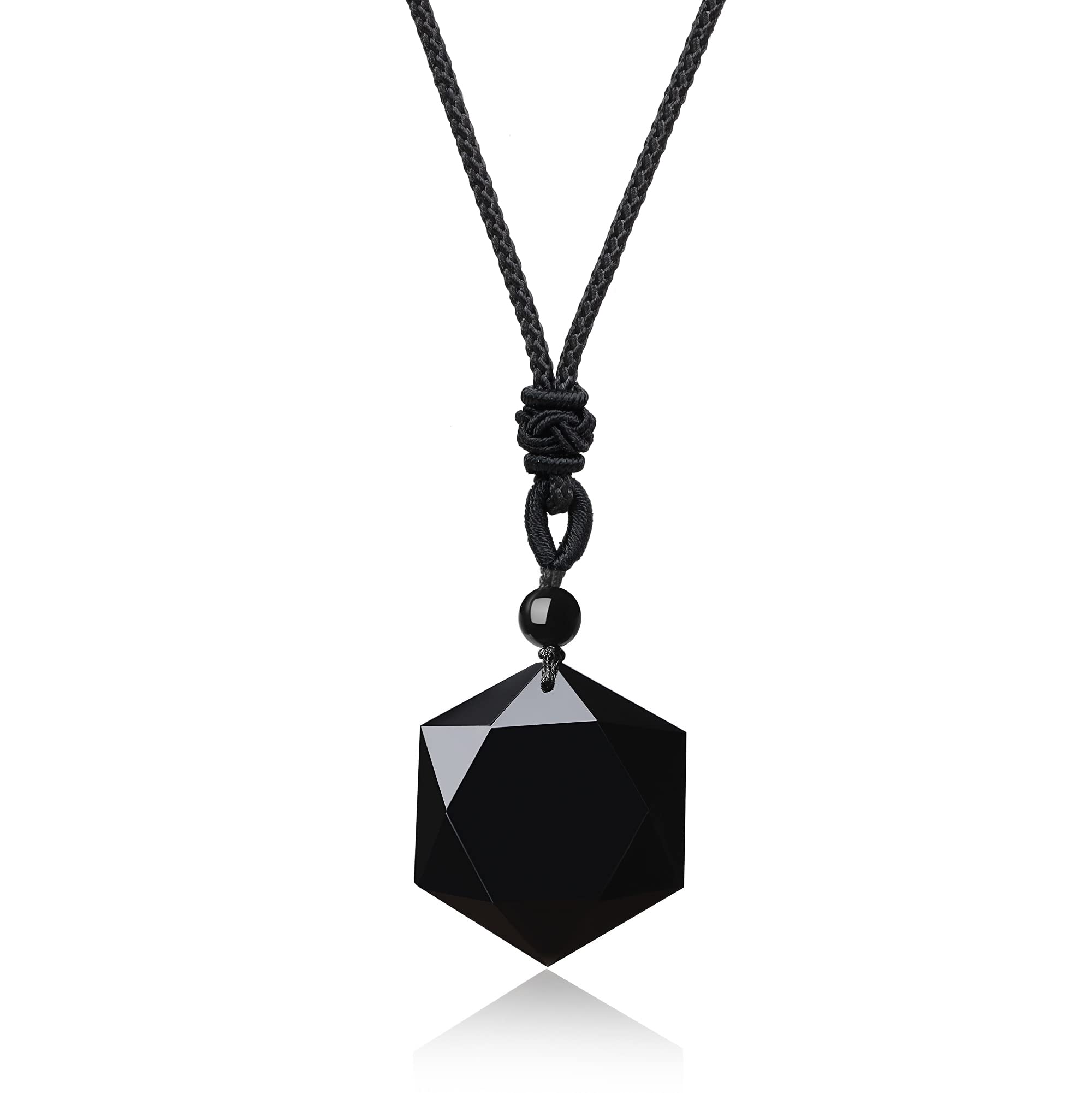 COAI Semi Precious Stones Religious Star of David Obsidian Healing Crystal Necklace for Women Men — image 1