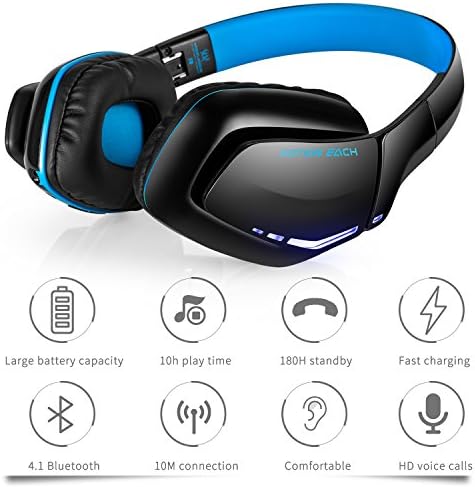 WE60 Wireless Gaming Headset Overhead Headphones V4.1 with Mic for Smartphones Computers PS4 Xbox One PC by WEILIANTE