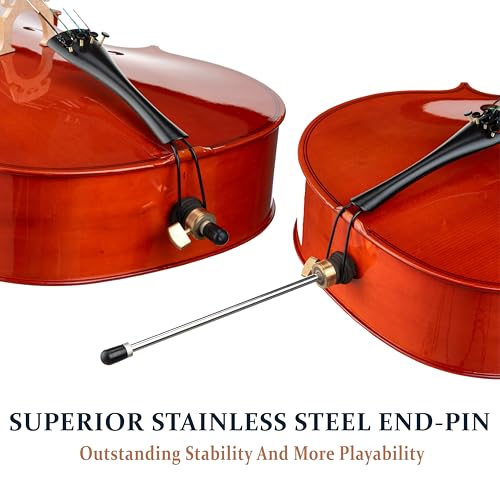 Cecilio 4/4 Full Size Cello, Beginner Cello 4/4, Acoustic Cello Set with Portable Bag, Bow, Rosin, Stand, String Musical Instruments for School Orchestras, Performances