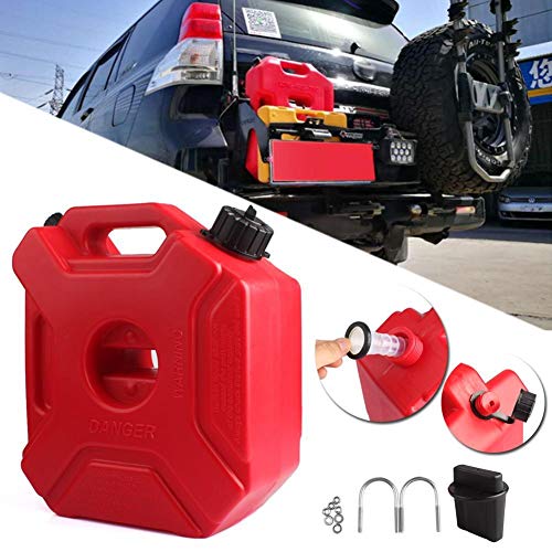 YOUNGFLY 1.3 Gallon Motorcycle Gas Can, Container Plastic Storage Gas Tank with 1 Pack Mount & Replacement Pour Spouts Emergency Backup for SUV UTV Dirt Bike Car Boat Vehicle, Red - Thumbnail 3