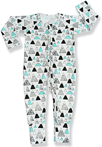 Pajammie Zipsuits Unisex Baby Bamboo and Organic Cotton Romper Footie with 2-way zip (18-24 Months, Mountain Peaks)