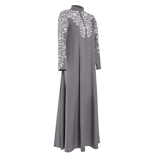 Women Muslim Dress Kaftan Arab Jilbab Abaya Islamic Lace Stitching Maxi  Dress Gray in Dubai - UAE | Whizz Clothing