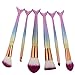 Coshine 6pcs/set 3D Rainbow Mermaid Nylon Hair Makeup Brush Set, for Foundation, Eyeshadow, Blush, Cream, Concealer, Loose Powder