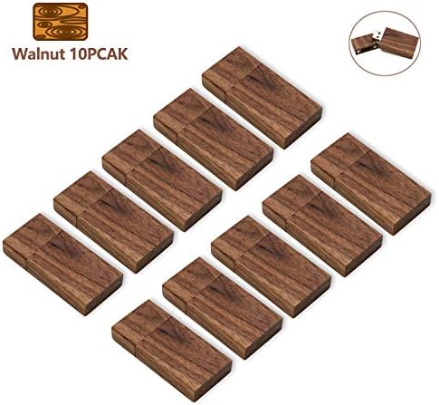 Memory Stick 8GB 10 Pack USB Flash Drive Storage Stick, USB Drives 8 GB Wood USB Stick JBOS Thumb Drives Gig Stick USB2.0 Pen Drive for Digital Date Storage, Zip Drive, Jump Drive (Wooden Walnut)