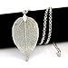 Leaf Necklace Statement Natural Leaf Necklace Boho Jewelry Silver Plated Leaf Pendant Necklace (White)
