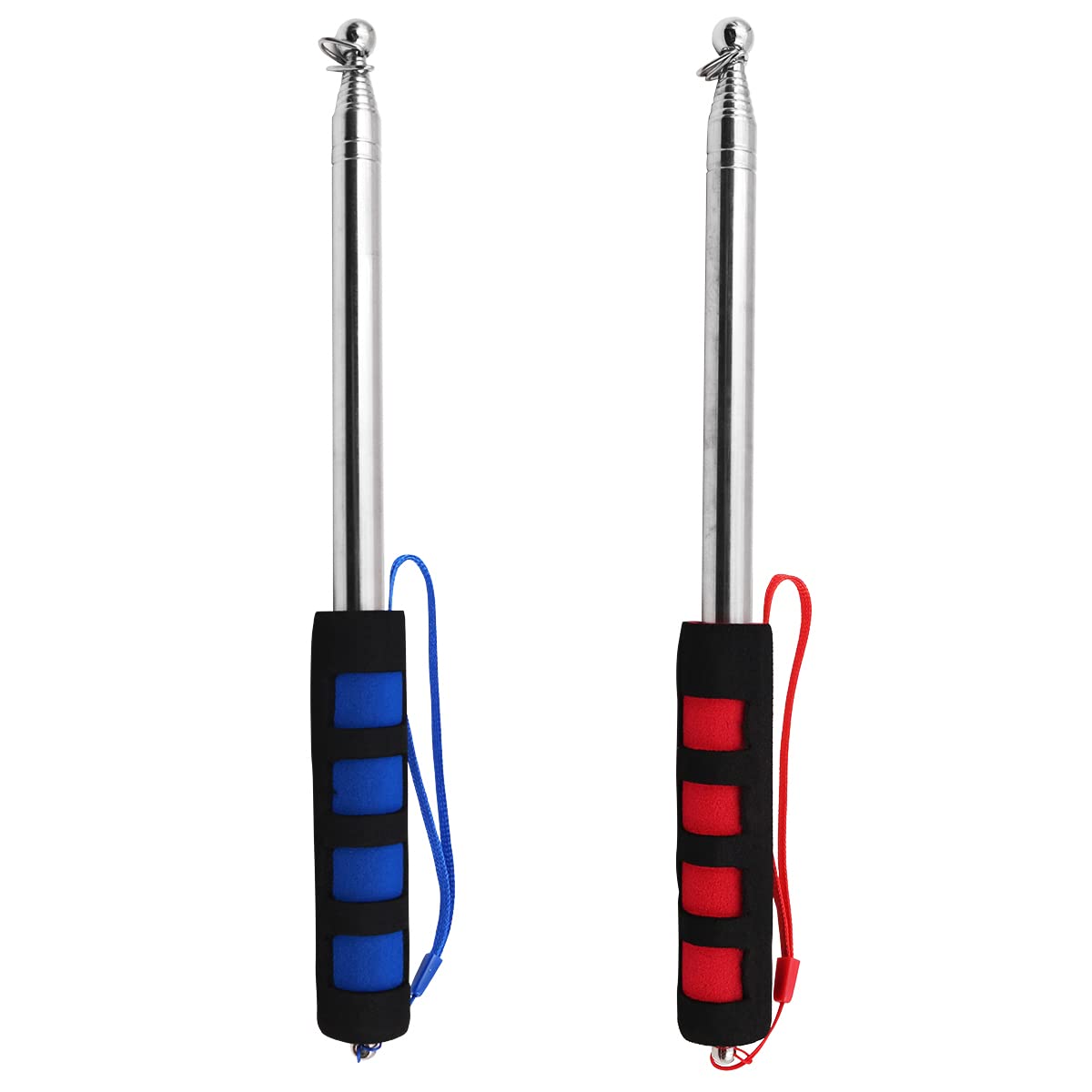 WANGCL 2 Pcs Telescopic Flag Poles Handheld Portable Flag Pole and 10 Pieces Flag Pole Clip Hooks for Teacher Classroom Tour Guide Banner Flag (1.2m)