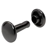 ONLYKXY 100pcs Metallic Leathercraft Rivets Double Cap 8MM/0.3inch Rivet Bottom Snaps for Shoes, Bags and Keychains Leather Rivet Set (Gun Black Metallic Black)
